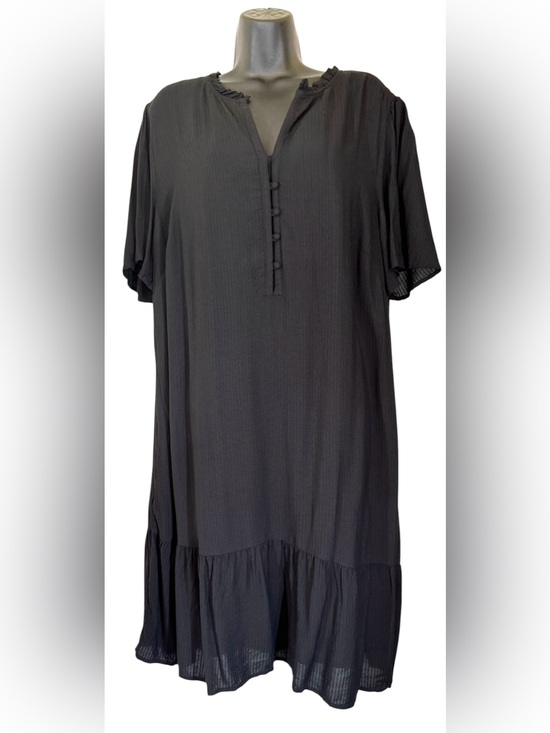 J. Jill Dresses & Skirts - J.Jill Black Ruffle‑Hem Popover Dress Short Sleeve Button Front Size XL